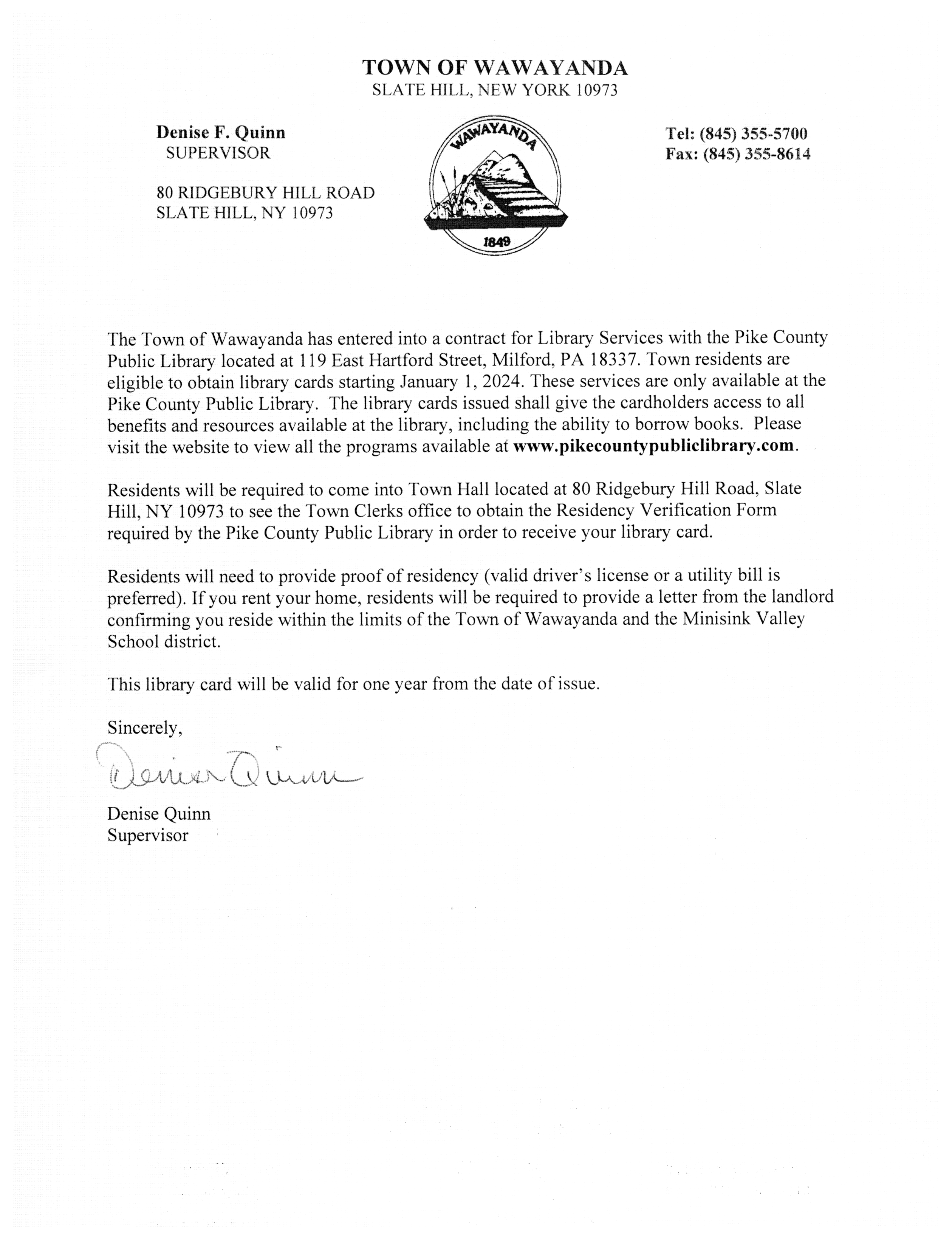 Town of Wawayanda & Pike County Public Library Agreement.png